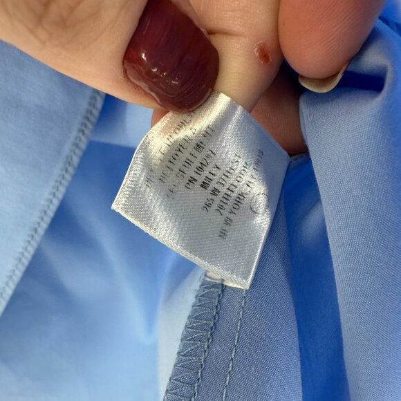 Milly Off-Shoulder Blouse Cotton Poplin Sky Blue Small - Picture 8 of 9